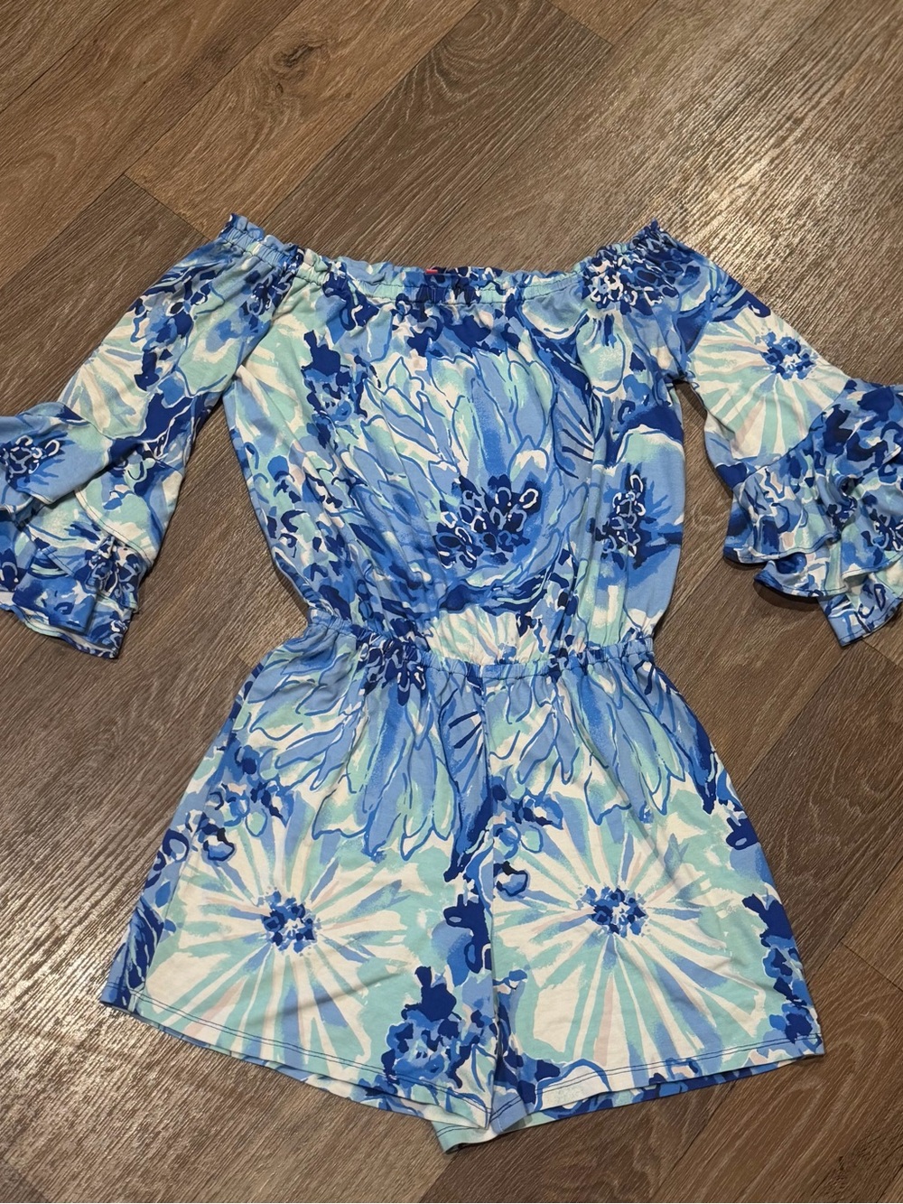 Lilly Pulitzer Calla Blue Floral Off-Shoulder Romper